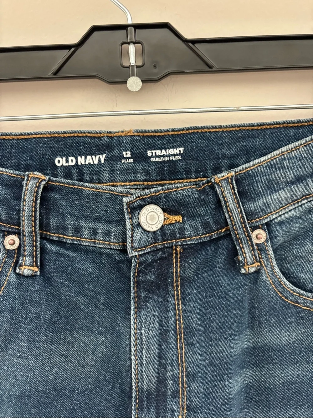 Old Navy Boys Straight Jeans Size 12 Plus Built-In Flex Medium Wash Denim NWT